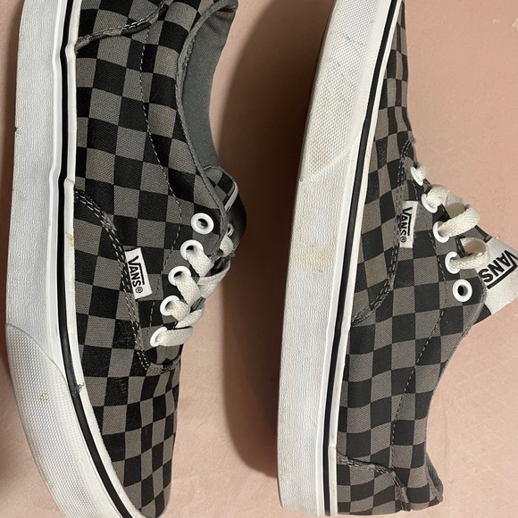 grey checkered vans with laces